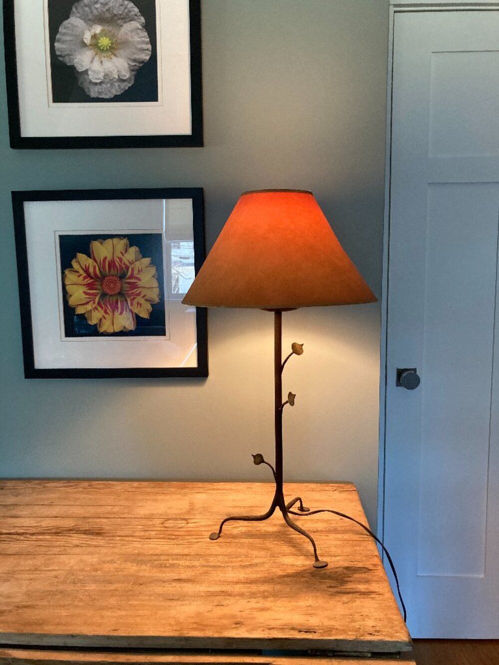 Table Lamp - Iron Leaf Motif - Made in France